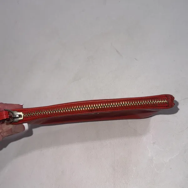 Vintage Y2K Kate Spade Logo‎ Leather Red Orange Zip Small Wristlet Wallet - Image 13