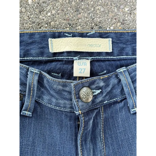 Agave Nectar Sirena Striped Flare Jeans Womens Size 27 Low Rise Denim Y2K USA - Image 5