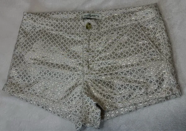 Abercrombie & Fitch Cream Metallic Jaquard Floral Print Trouser Short Size 10 - Image 2
