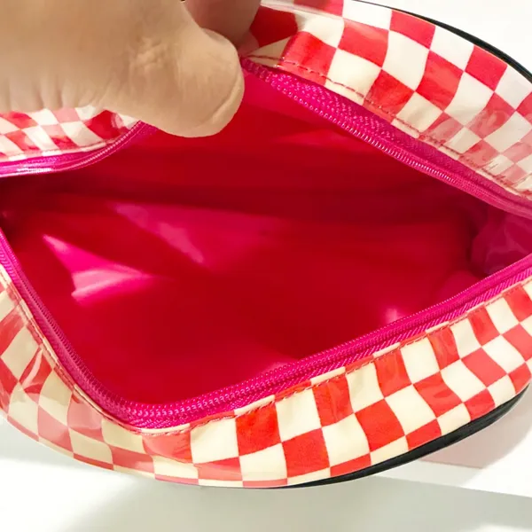 Betsey Johnson Betseyville Checkered Tattoo Print Vinyl‎ Cosmetics Pouch - Image 2
