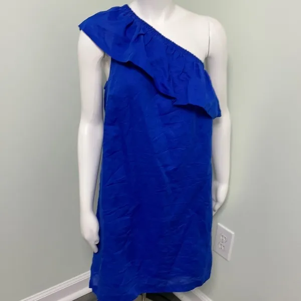 J. Crew One Shoulder Blue Dress NEW - Image 2
