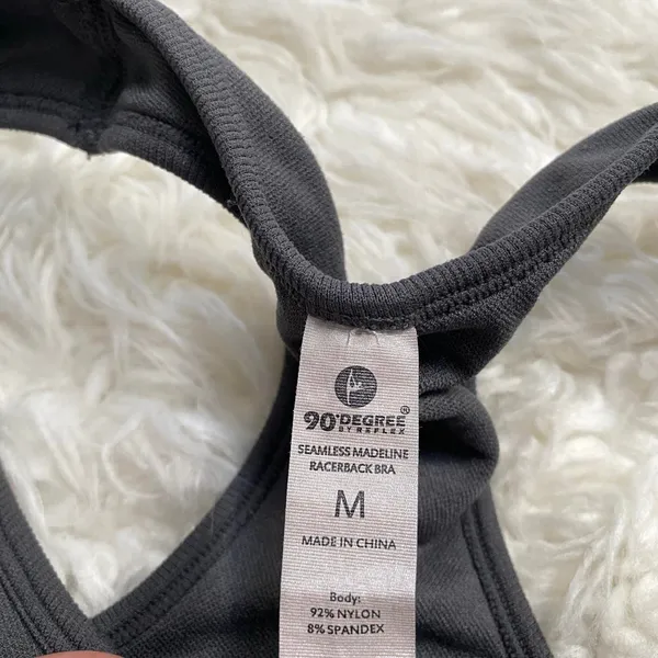 90 Degree Charcoal Grey Seamless Madeline Racerback Bra Workout Gym Activewear - Image 5