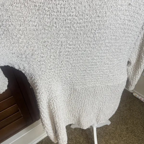 Bobeau Cream Cardigan Textured Knit chunky Sweater Coat sz L open front‎ duster - Image 5