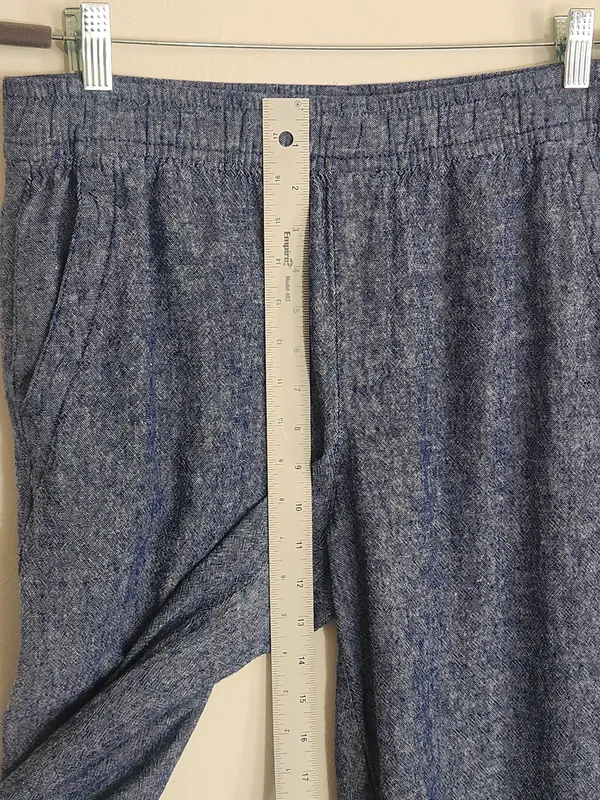 Old Navy Blue Linen Blend High Rise Cropped Wide Leg Pants Size Medium - Image 8