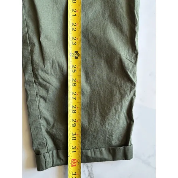 Palm Rio Womens Olive Green Floral Embroidered Cropped Jogger Pants Size M - Image 4