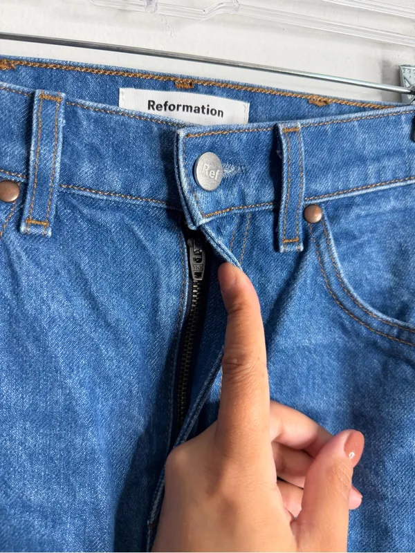 Reformation Cowboy High Rise Straight Jean Zenia Size 23 Minimalist French Girl - Image 8