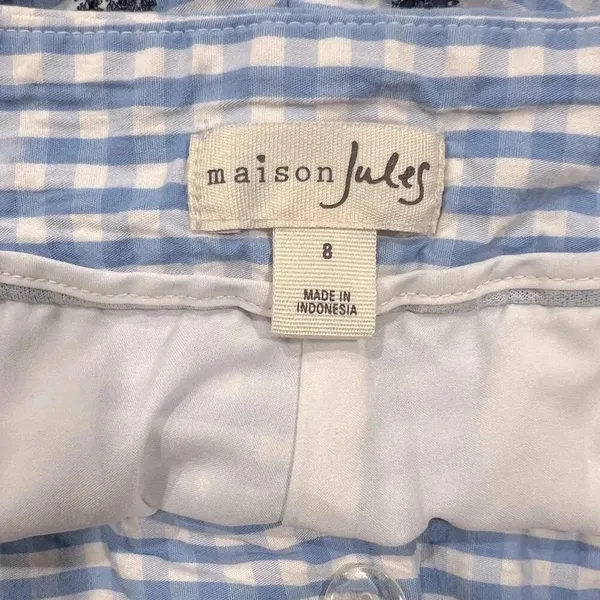 MAISON JULES Womens Light Blue Embroidered Printed Shorts Size 8 - Image 7