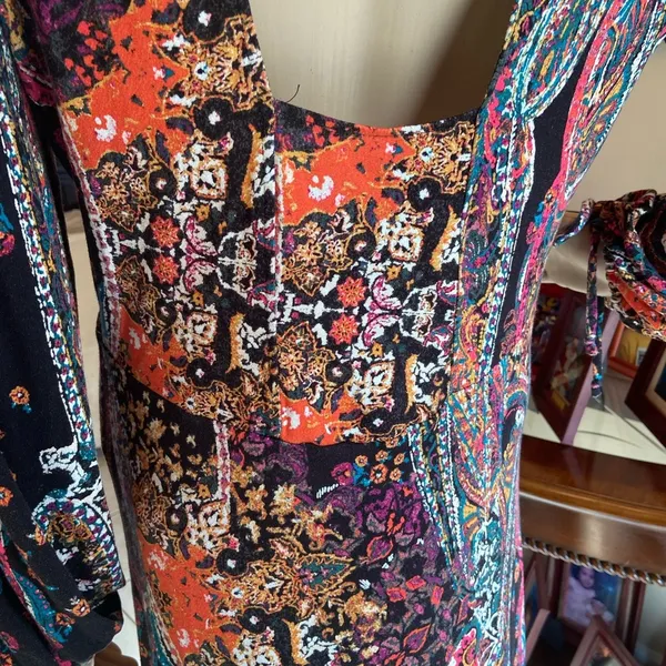 Free People multicolor All Doll Up paisley Mini Dress size Medium - Image 2