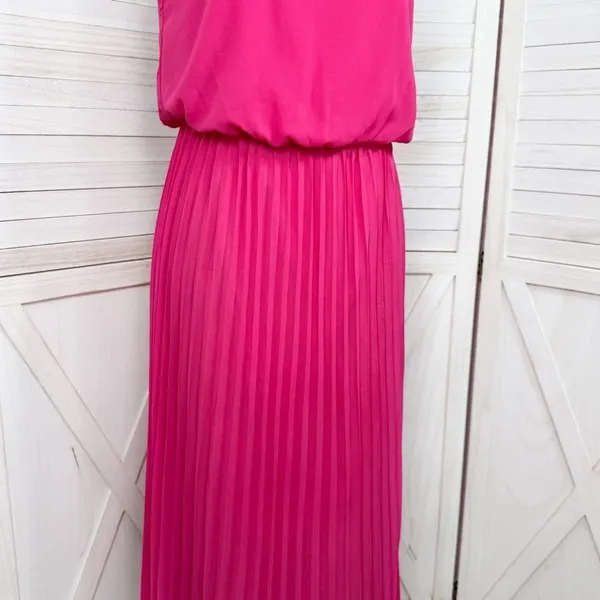 Sam Edelman‎ Pleated Skirt Fit Flare Sleeveless Midi Dress Sundress Pink Small - Image 7
