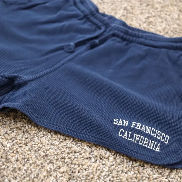 J Galt Waffle Knit‎ Shorts Womens Small Navy Blue San Francisco California - Image 4