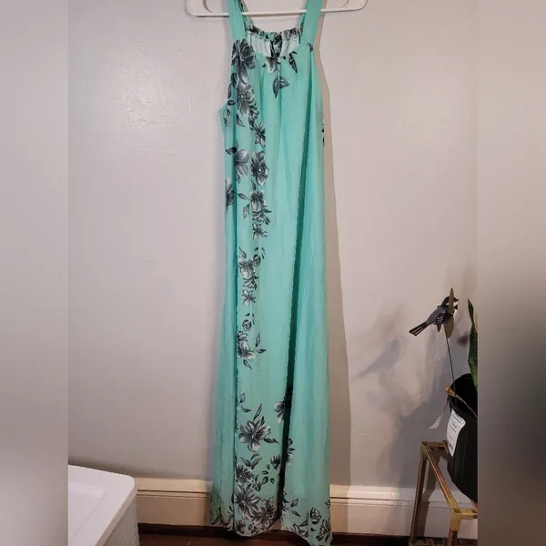 Floral Halter Maxi Dress - Teal, Size M - Image 12