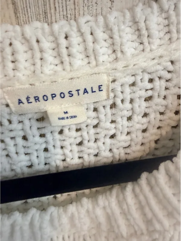 Aeropostale Women’s Medium White Chenille Cable Knit Sweater - Image 5
