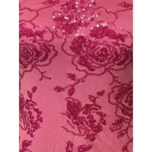 Lulus Pink Floral Sequin Strapless Tiered Ruffle Mini Dress XS NWT Homecoming - Image 3