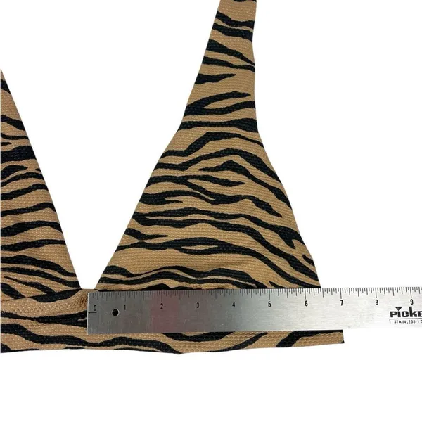 Aerie Pique Animal Zebra Print‎ Tan Triangle Bikini Top Size Medium - Image 4
