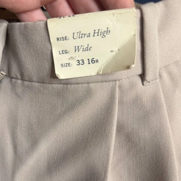 Abercrombie & Fitch Women's Sloane Ultra High Wide Pants Trousers Beige 33 X 16R - Image 3