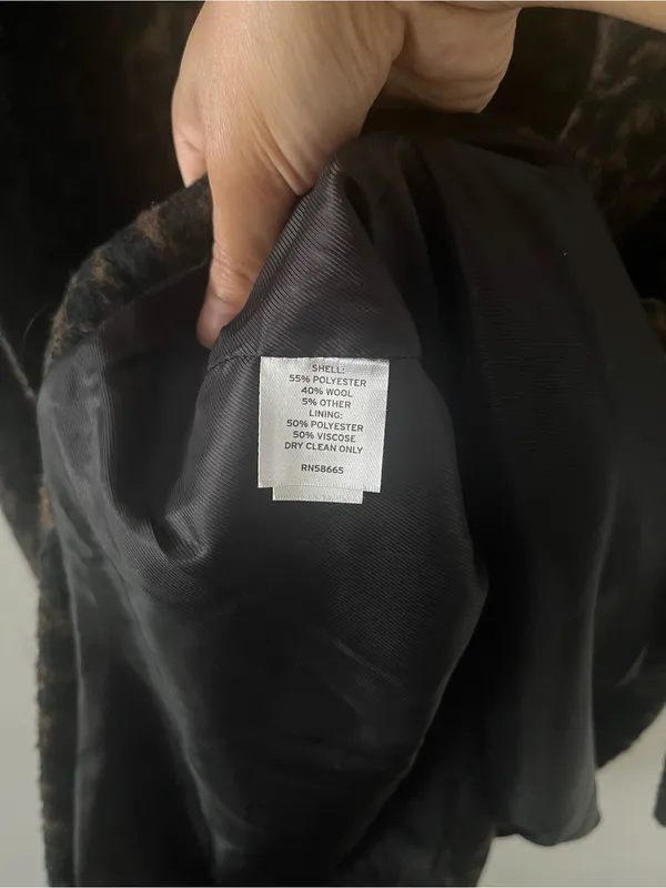Nordstrom Leopard Wool Blend Belted Long Trench Coat XL Jacket Quiet Luxury - Image 7