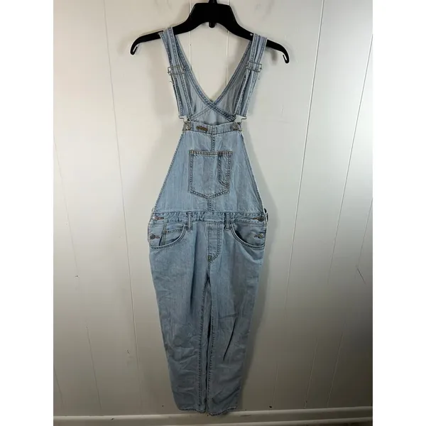Levi’s classic slim fit light wash overalls. women’s size small. - Image 2