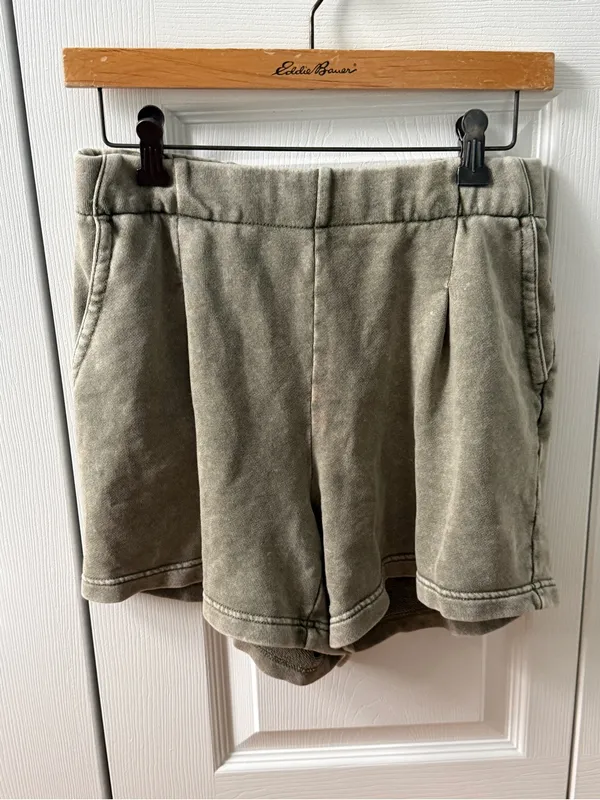 Aerie New Heights Trouser Shorts in Washed Olive Green - Image 2