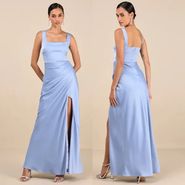 NWT Lulus Red Carpet Romance Light Blue Satin Square Neck Maxi Dress Size 1X - Image 2