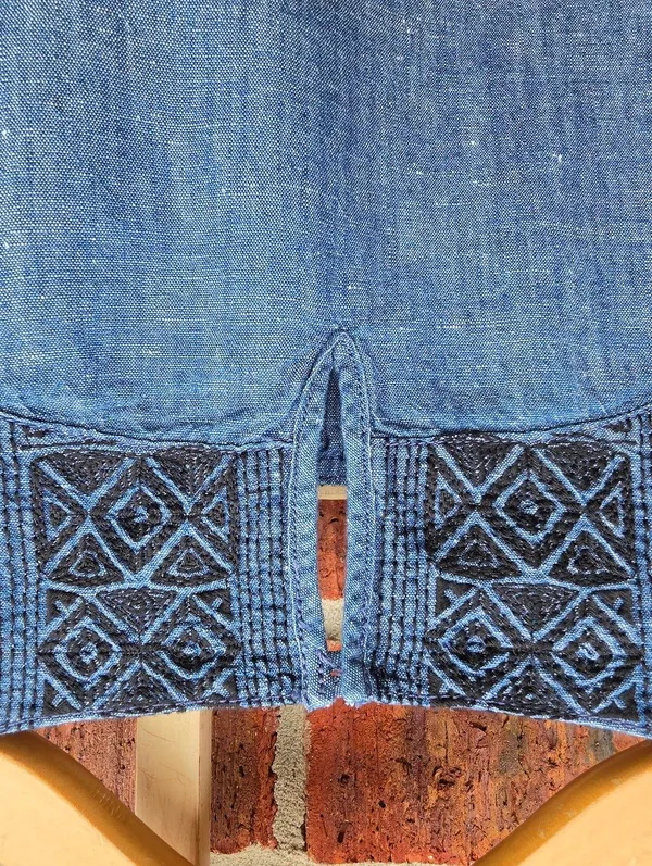 Madewell Blue Textured Design Sleeveless Top Large - Image 10