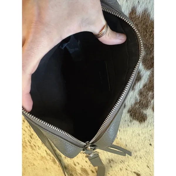 All Saints Captain Lea Leather Crossbody Bag In Gray - Image 6