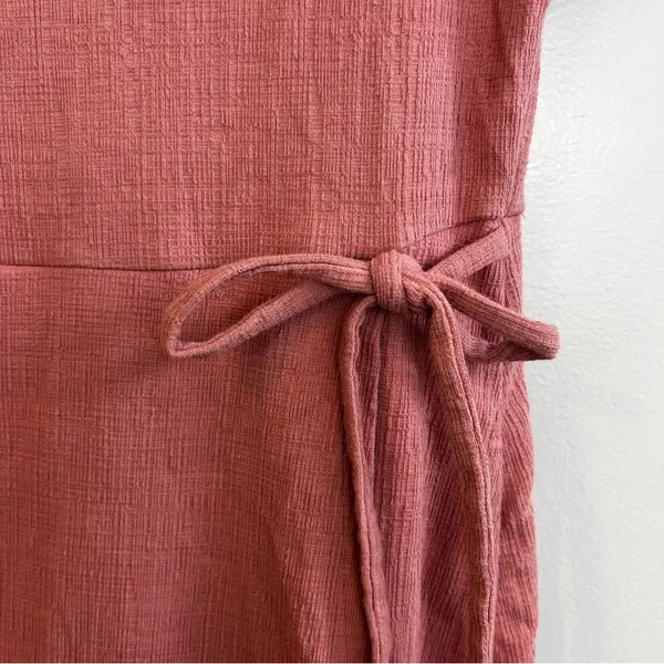 Madewell Crosshatch Short Puff-Sleeve Faux-Wrap Mini Dress Pink Mauve Size Small - Image 12