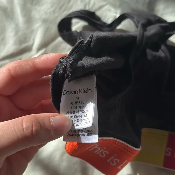 Calvin Klein Womens Size Medium This is Love Black Colorblock Bralette PRIDE - Image 6
