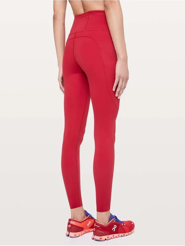 Lululemon Fast and Free Tight 28" *Non Reflective‎ Dark Red Womens Size 4 - Image 2