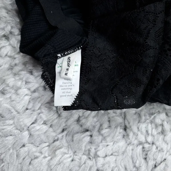 Aerie Waffle Lace Longline Bralette Unlined Black Size Medium - Image 5