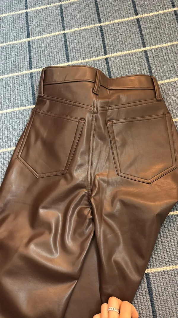 Chocolate Brown Abercrombie Vegan Leather Pants - Image 6