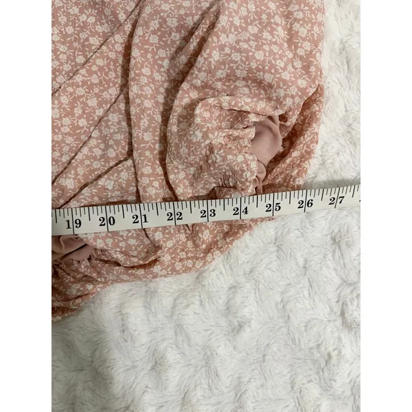 English Factory Pink Floral Cotton Candy Cropped Puffy Feminine Blouse S - Image 9