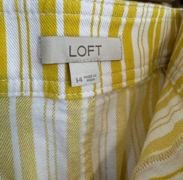 SALE! Yellow Stripe LOFT Cotton Skirt Size 14 EUC - Image 5