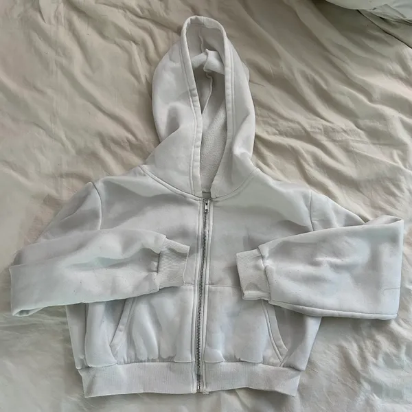 Cropped White Hoodie Size M - Image 2