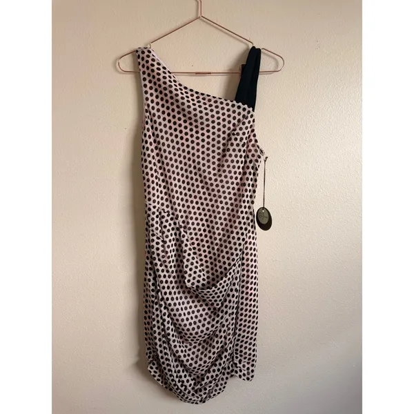 Eva Franco Dress Womens‎ 2 Coco Dots Olympia One Shoulder Silk Polka Dot ST4438 - Image 2