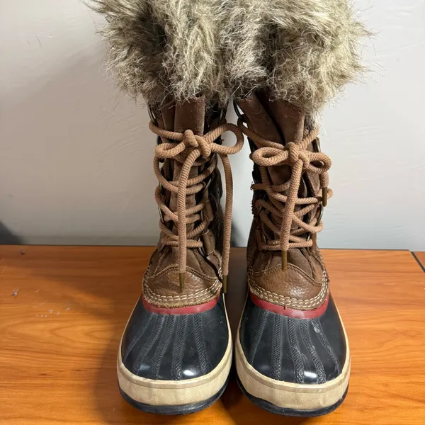 Sorel Joan‎ of Arctic Tall Lace Up Snow Boot Waterproof Leather Brown Tan 7.5 - Image 6