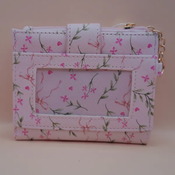 Blush Crush‎ Pink Floral Bow Vegan Leather Wallet NEW - Image 6
