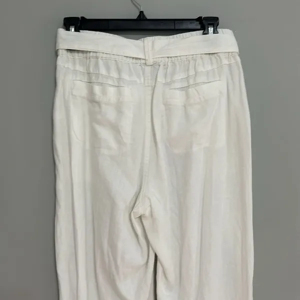 SOHO White Linen Blend Casual Boyfriend Pants - Image 5