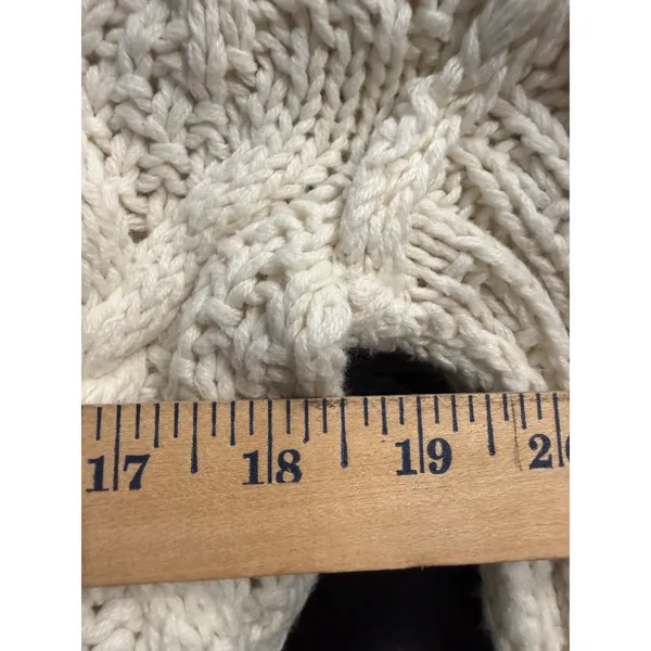 Free People Ivory Cable Knit Hooded V-Neck Cropped Sweater XS OB1234567 - Image 7