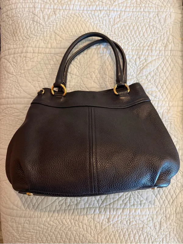 PRADA BR4393 Vitello Daino Leather East West Tote Black Gold 2-Way Bag - Image 3