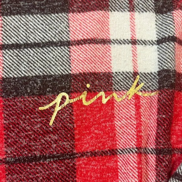 PINK Victoria's Secret Red and Gray Plaid Pajama Set - Image 2