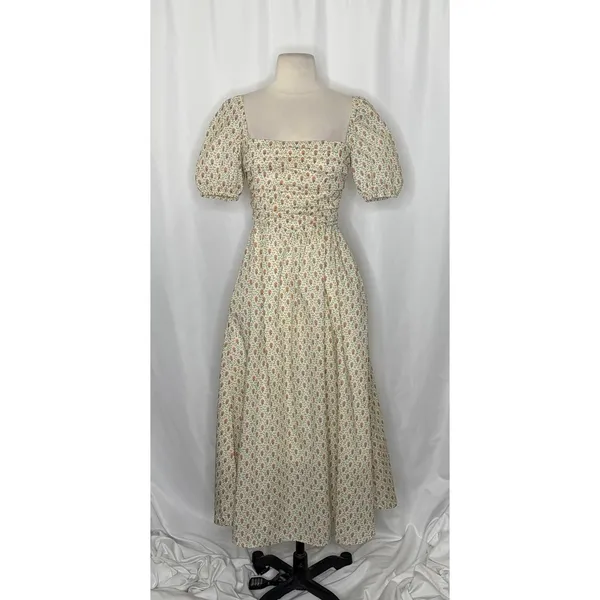 O.P.T.‎ One Pretty Time River Smocked Floral Midi Dress Puff Sleeves X-Small - Image 2