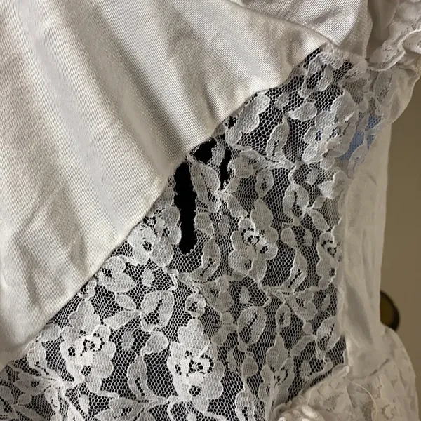 80s VINTAGE HIGH LOW LINGERIE SLIP DRESS CAMI - Image 4