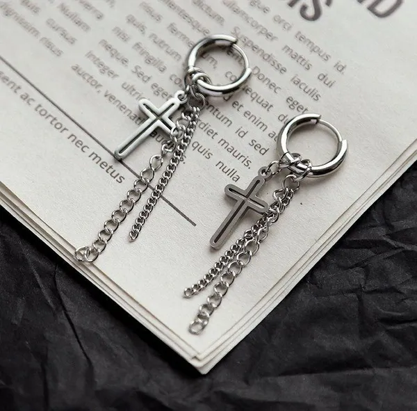 Stainless Steel Cross Dangle Drop Earrings for Men Women,Cross Earrings - Image 2