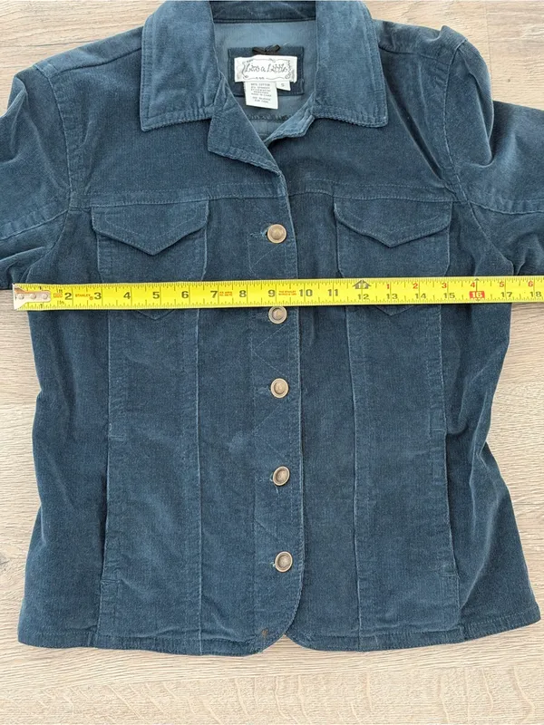 Live a Little Women’s Small Teal Corduroy Jacket Button Front Fitted Stretch - Image 6