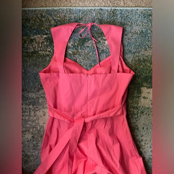 Vintage K Studios cotton coral sweetheart tie open sundress, size 14 - Image 3