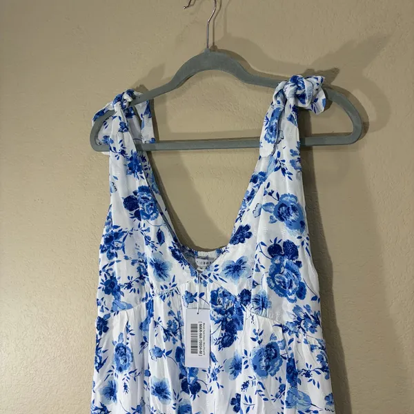 NWT Baltic Born Mariah Tank Florals Blue White Maxi Dress Sz M Wedding Beach - Image 3