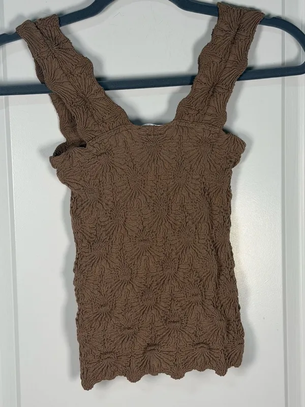 Altar'd State Intimates Brown Smocked Textured Cami Tank Top - Image 4