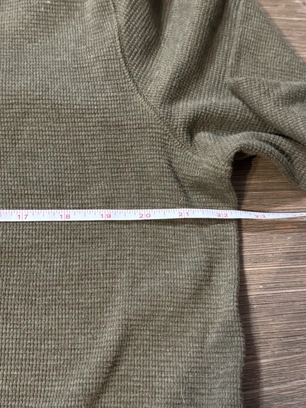 American Eagle Outfitters Olive Thermal Henley Pullover - Image 5