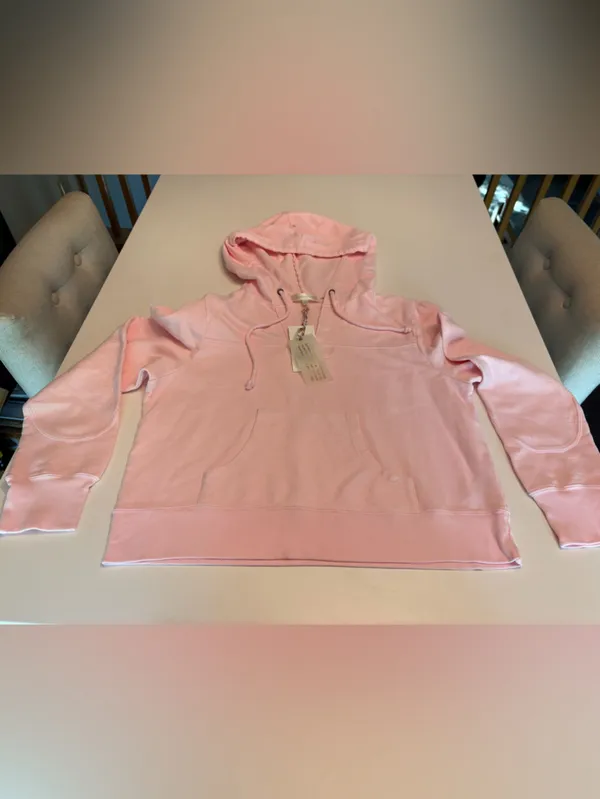 NWT LoveShackFancy Kirby cropped hoodie pink opal size large - Image 3
