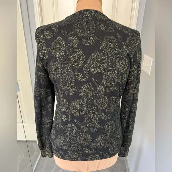 LRL Lauren Ralph Lauren Black Wool Paisley‎ Pullover Sweater Preppy - Image 4
